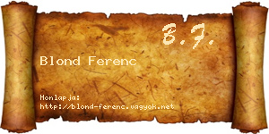 Blond Ferenc névjegykártya